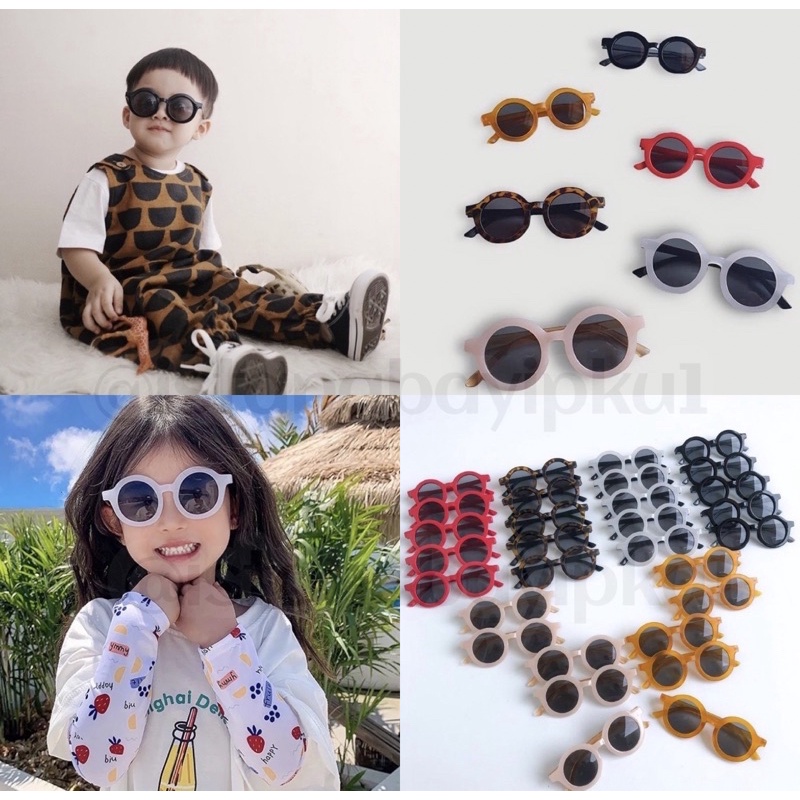 Kacamata anak/Kacamata Vintage 1-7 tahun-FASHION BLACK