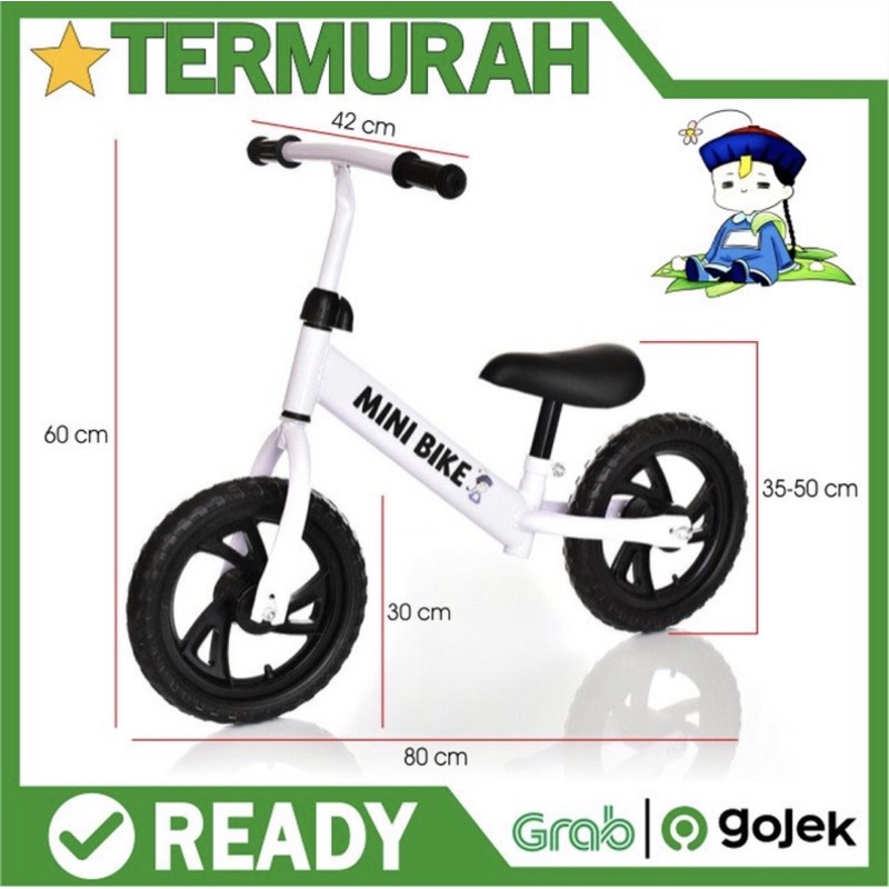 Sepeda Keseimbangan anak PushbikeHappy Baby Push bike balance bike tanpa pedal kualitas bagus COD kredit cicil-White