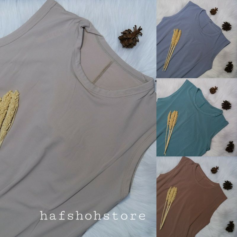 Gamis Yukensi Muslimah Jersey Premium/Gamis Dalaman Wanita Tanpa Lengan/Gamis Tangan Buntung Ukuran 