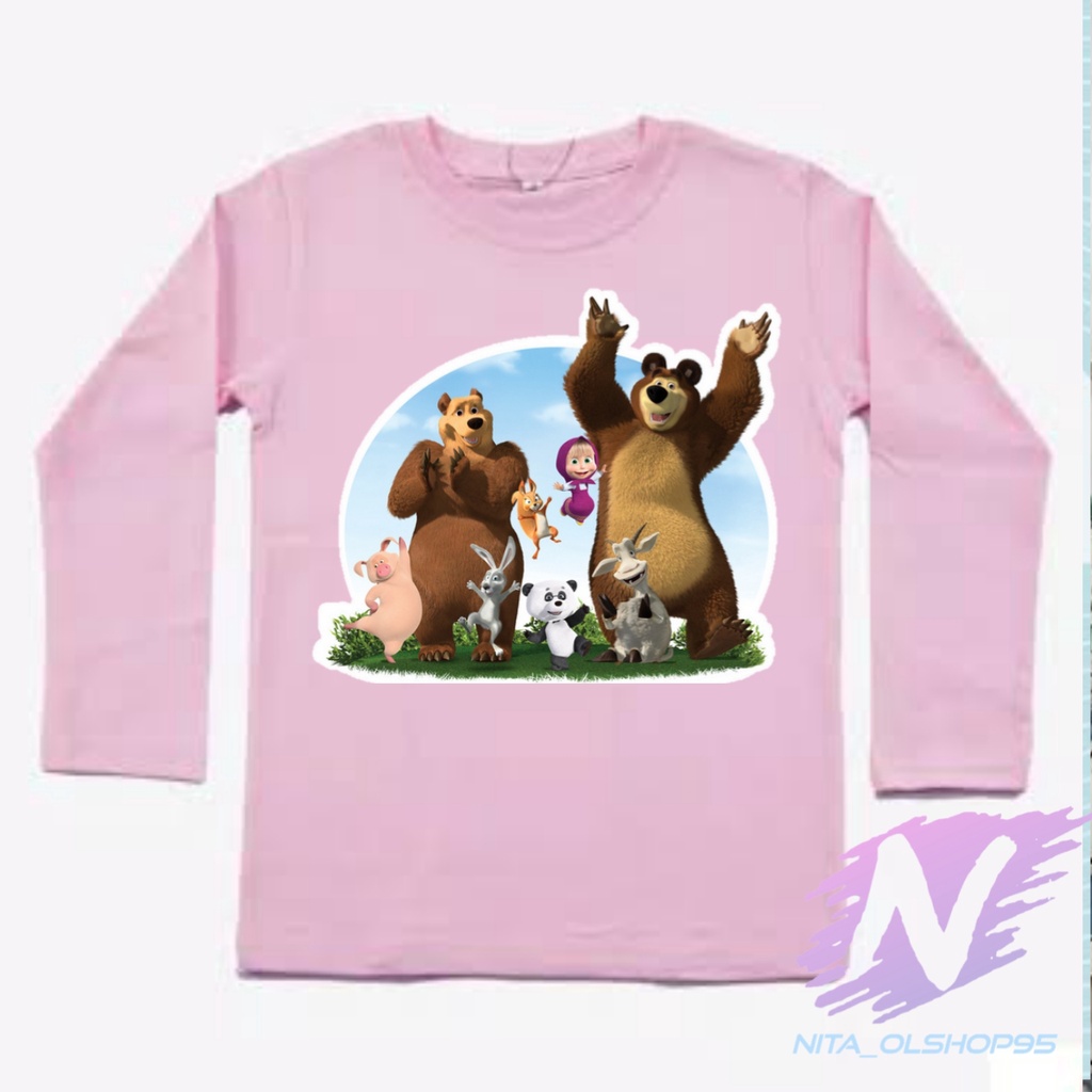 BAJU KAOS MARSA KAOS ANAK LENGAN PANJANG MASHA AND THE BEAR