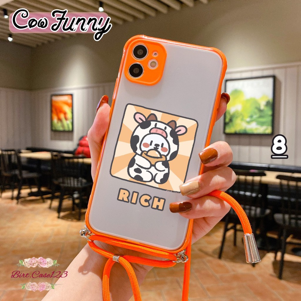 Softcase Slingcase Lanyard Choice COW FUNNY Samsung A01 Core A02 A02S A12 A7 2018 M80s M51 BC4536