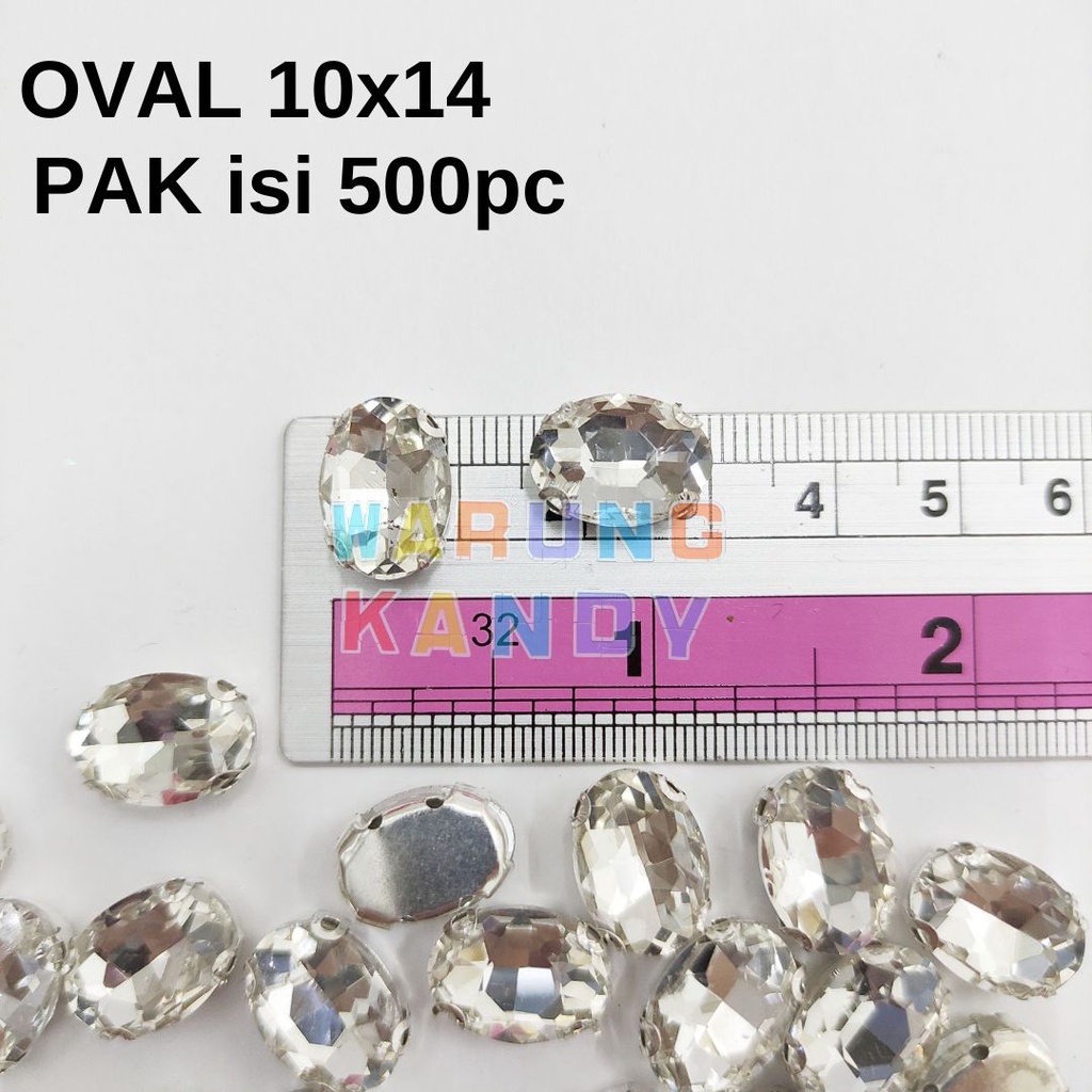 Diamon Jahit CANGKANG OVAL 10X14 PUTIH Grade A -PAK 500pc