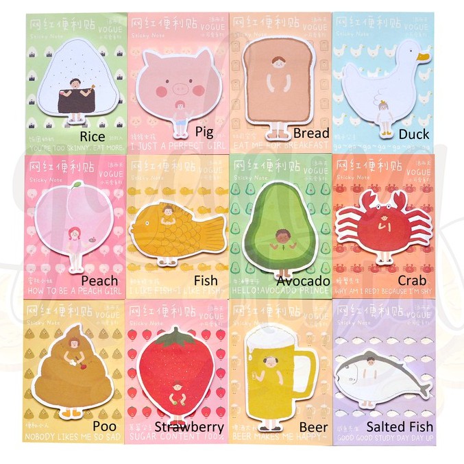 Sticky Notes Kostum Makanan Kepiting Alpukat Nasi Babi Pig Lucu Note Unik Memo GH 301167