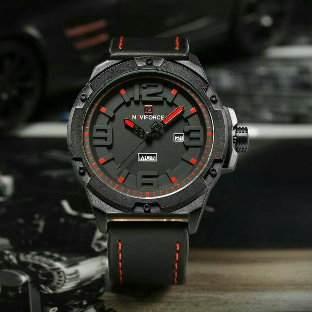 Jam pria Naviforce 9100 original tahan air