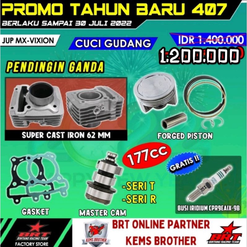 Set Blok BRT For Vixion Old, Nva,Nvl,Mx135,Mxking.Paket lengkap Bore Up 62" 177CC