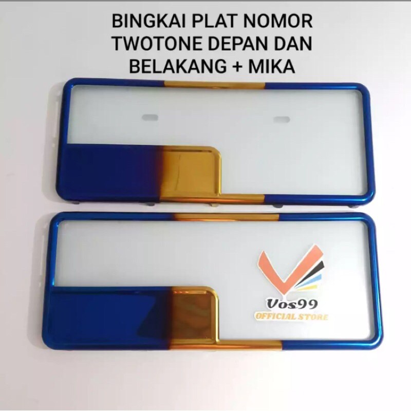 PAKET 1 SET PLAT NOMOR TWOTONE / BINGKAI PLAT NOMOR TWOTONE UNIVERSAL