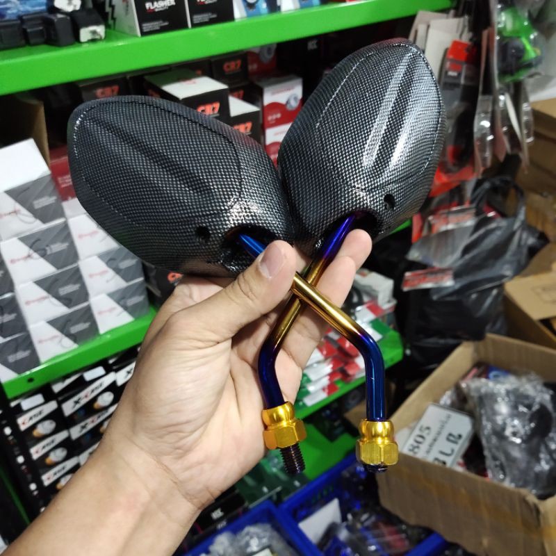 spion model beat karbon two tone tangkai sedang beat Scoopy Vario dll