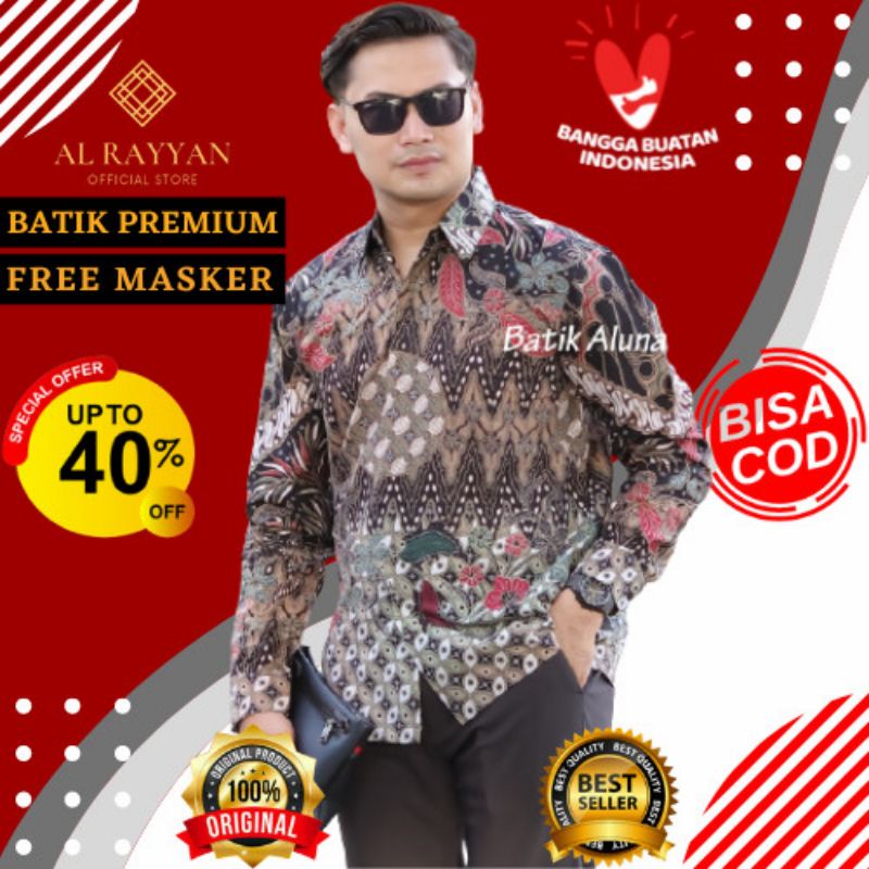 baju batik Aluna premium  batik pria Sragen batik solo batik Aluna katun premium pcw 001