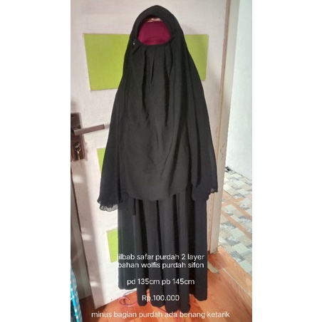 Jilbab safar purdah 2 layer pl