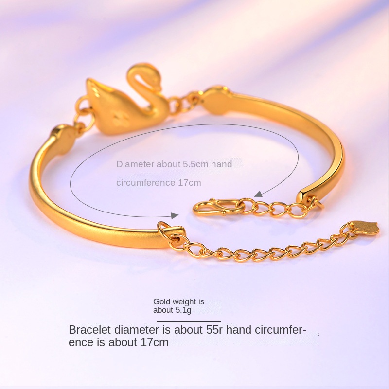 Gelang Bentuk Angsa 3D Bahan Stainless Steel Lapis Emas Untuk Wanita