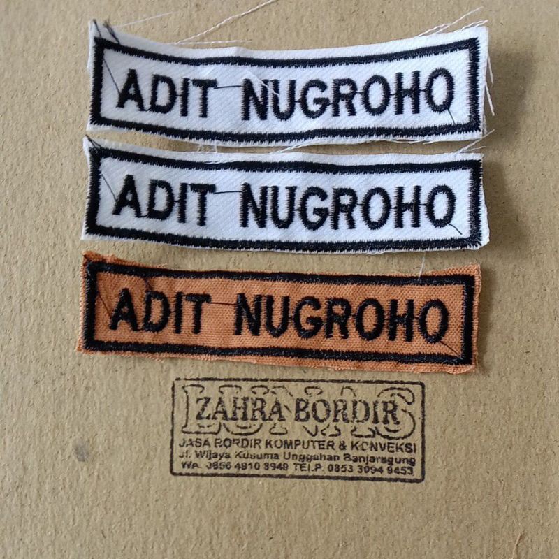 

Bordir nama dada siswa 3x