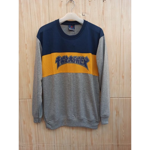 Sweater crewneck pria wanita unisex distro motif balok