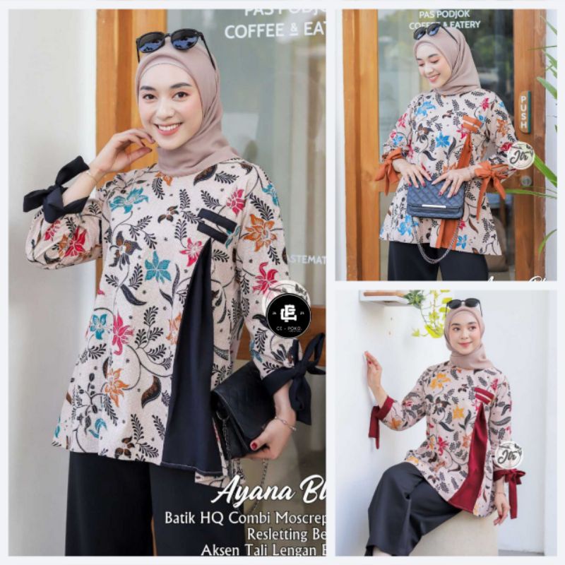 tey-17 Batik Wanita ASJ SA HRB026 Kenongo Kemeja Tosca Pendek