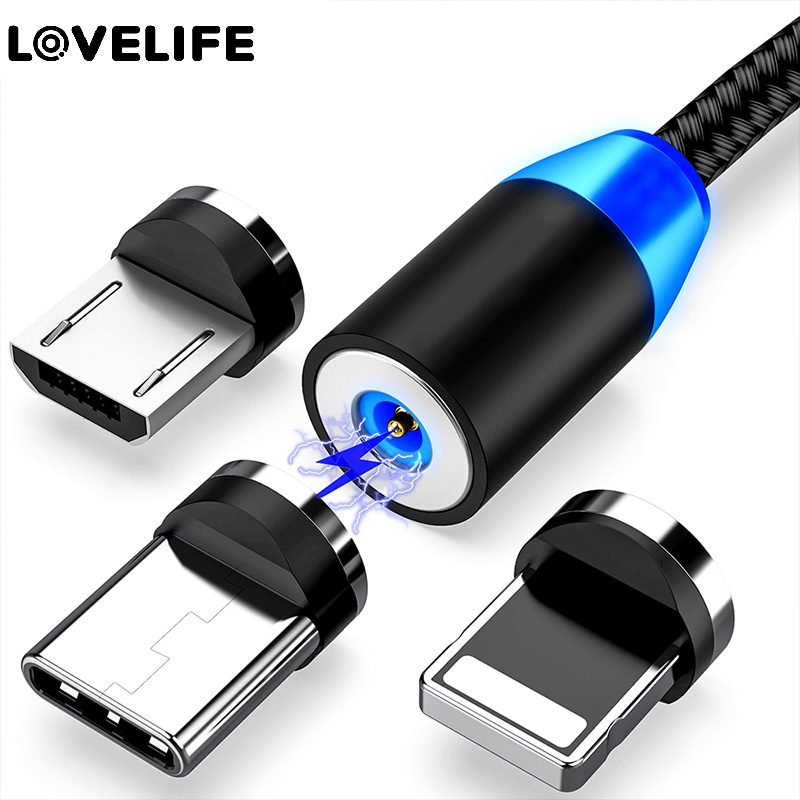 3in1 Kabel Data / Fast Charging Magnetik Tipe C / Micro USB Untuk iphone / iPad / Android / Huawei / xiaomi / samsung Vivo