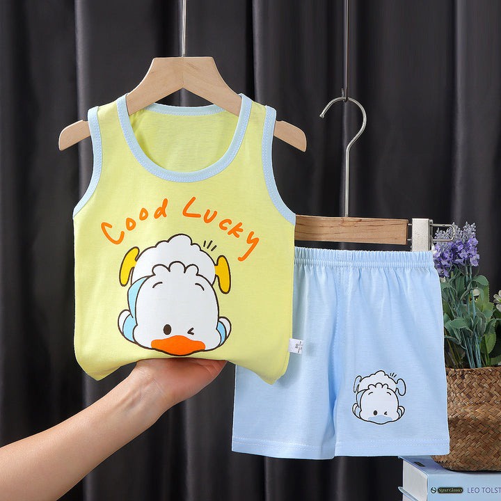 Setelan Baju Bayi Kaos Tanpa Lengan Anak Bahan Adem Usia 0-1 Tahun / Setelan Baju Bayi Newborn / Baju Bayi Import