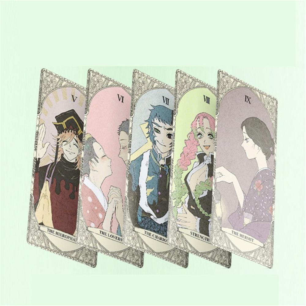 Kartu Tarot QUINTON Demon Slayer 22Pcs /set Anime Jepang Kamado Tanjirou Nezuko Motif Baru Tarot Deck