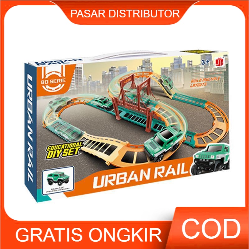 Mainan Anak URBAN RAIL Track Lintasan Mobil Balap Educational Diy Set