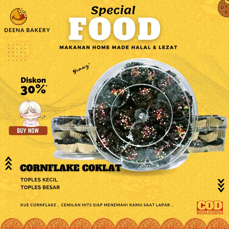

Kue Lebaran Kering Kiloan Termurah Kekinian Home Made halal Cemilan Keluarga Santai Cornflake Coklat 500gr Termurah