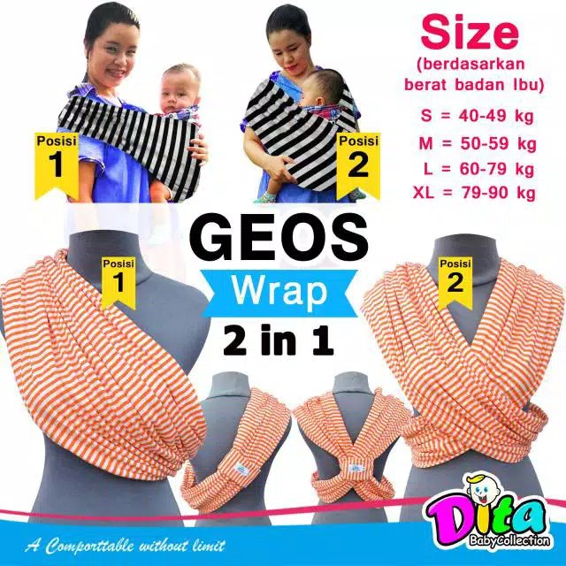 BISA TUKAR SIZE Geos Wrap 2in1 Motif geos Kaos gendongan Wrap instan BABY WRAP SIMPEL