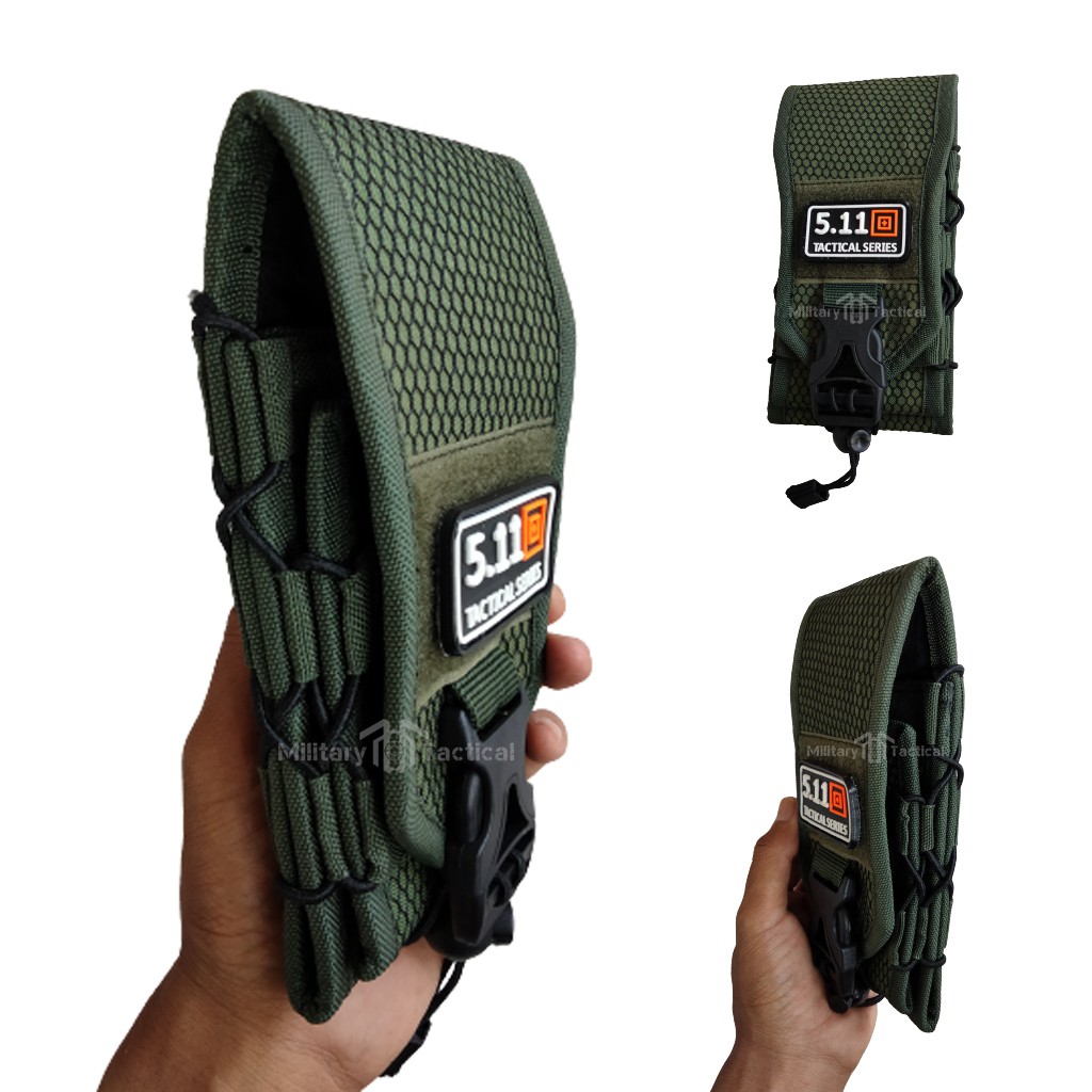 Sarung HP Tactical  | Tempat HP Pinggang | Wadah HP Pinggang Motif Jaring | Sarung HP Tactical Hijau Army | Free Patch 511| Bisa COD