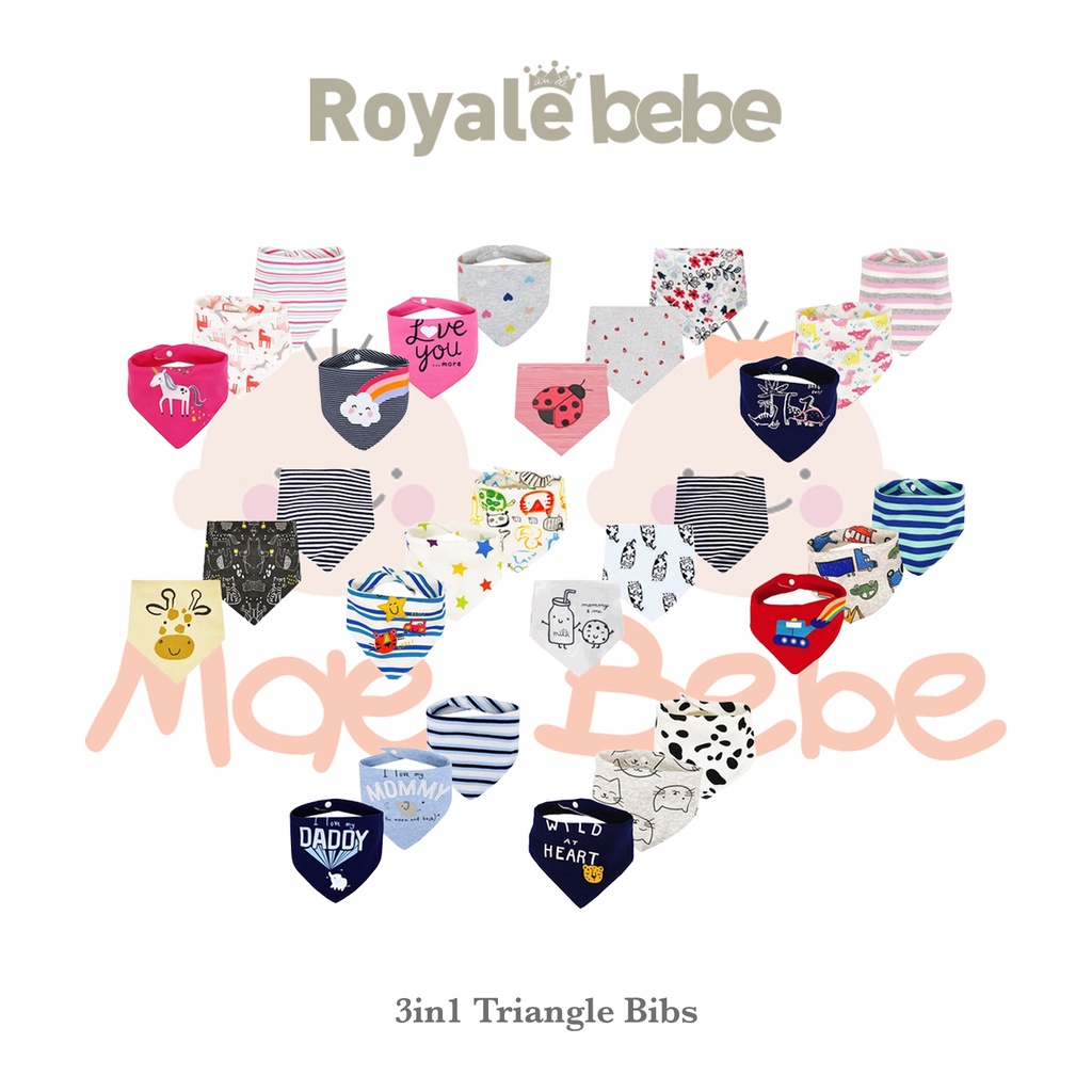 Royale Bebe 3 in 1 Triangle Bibs Celemek Bayi