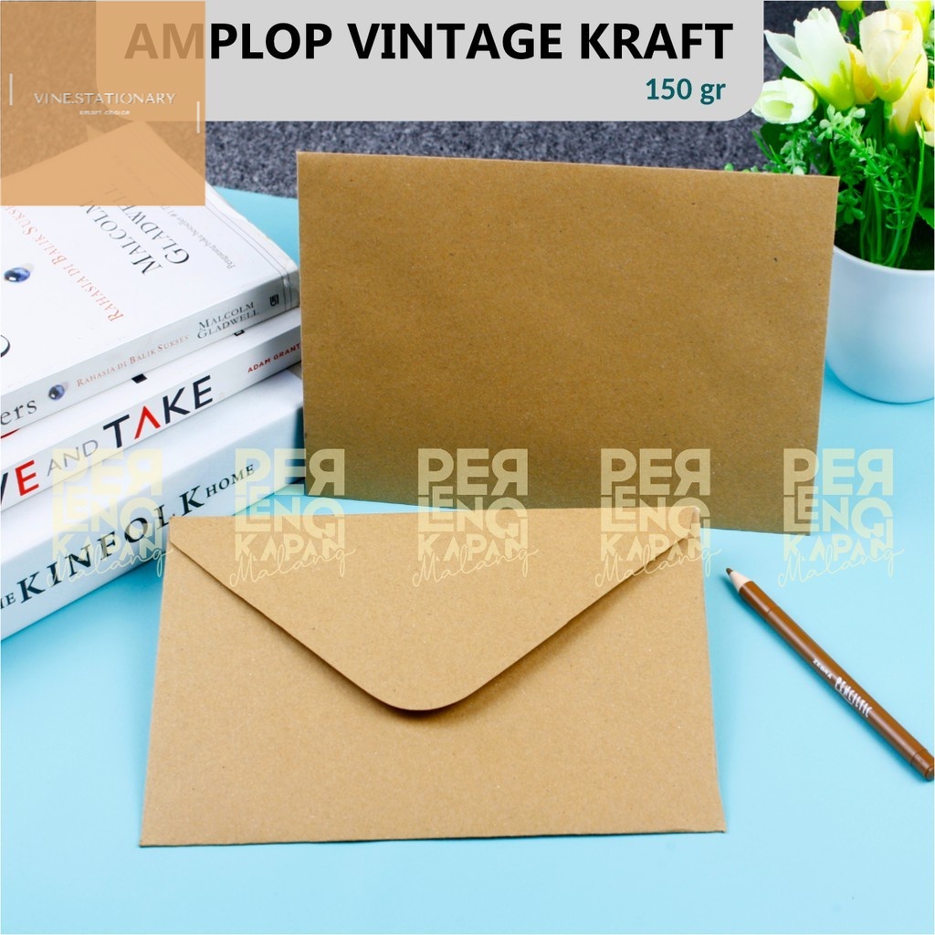 

amplop vintage kraft bahan kraft 150gr ukuran A4 A5 A6 A7 A8 amplop murah VINE STATIONARY