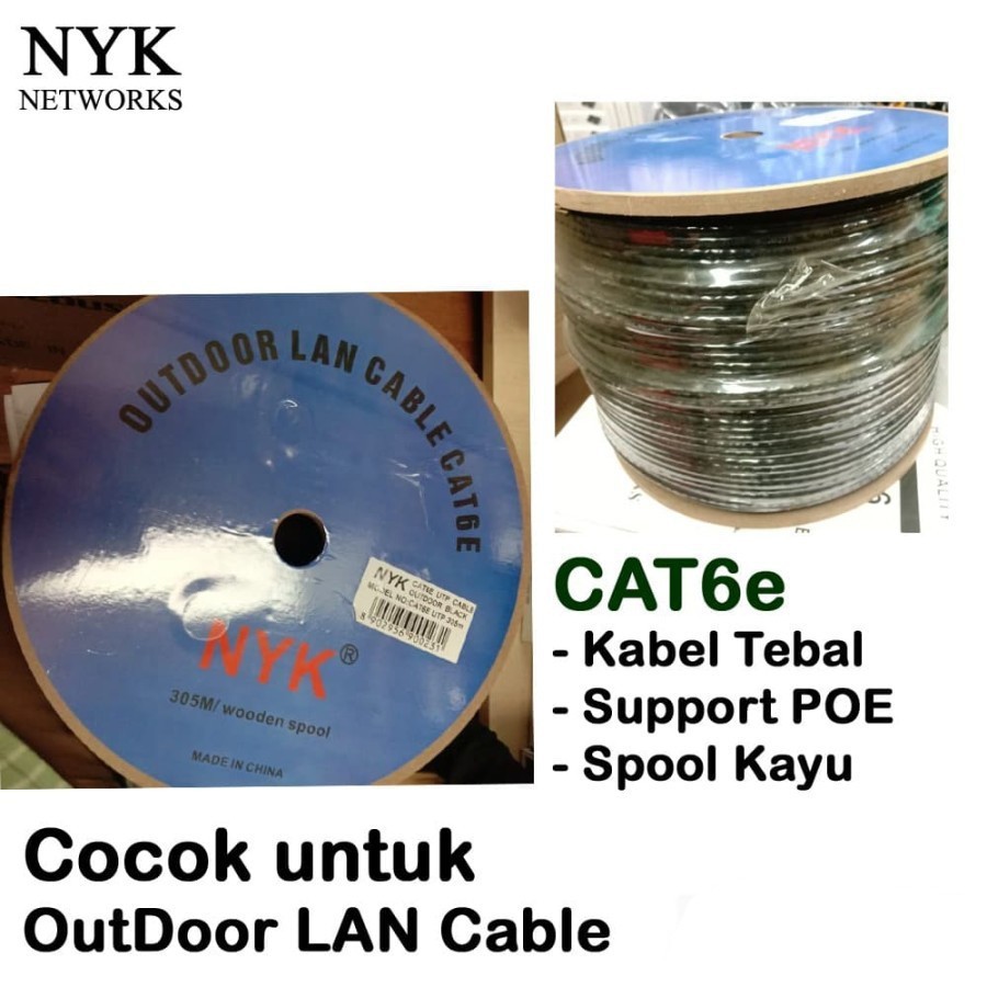 Kabel Lan FTP Cat6e 305 Meter Outdoor NYK - Cable Lan 305m Cat 6 FTP NYK