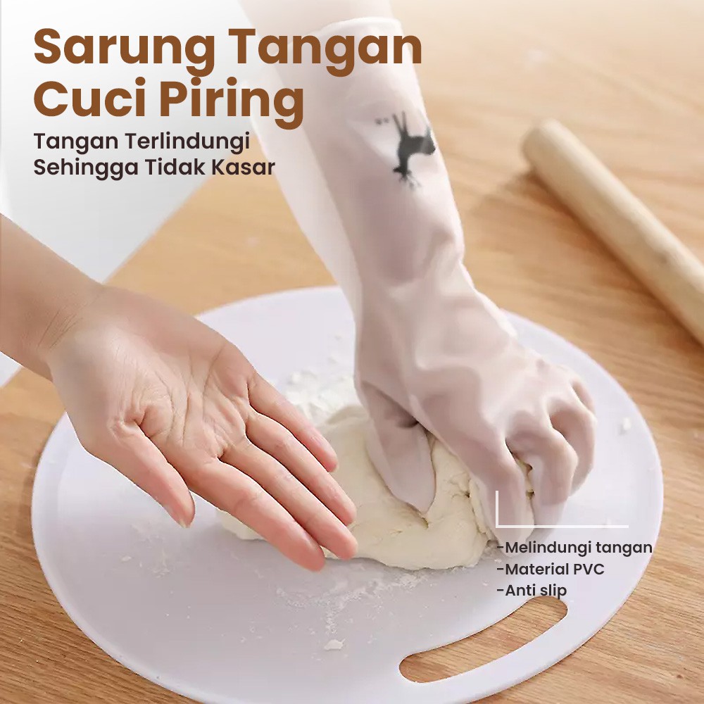 Sarung Tangan Karet Cuci Piring Dishwasher Cleaning Gloves Size L