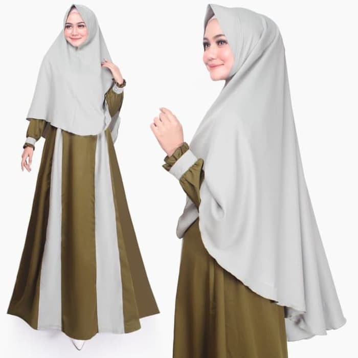 COXce Setelan Muslim Original | Marwah Syari | Gamis Khimar | Tazkia Hijab - Black Mustard