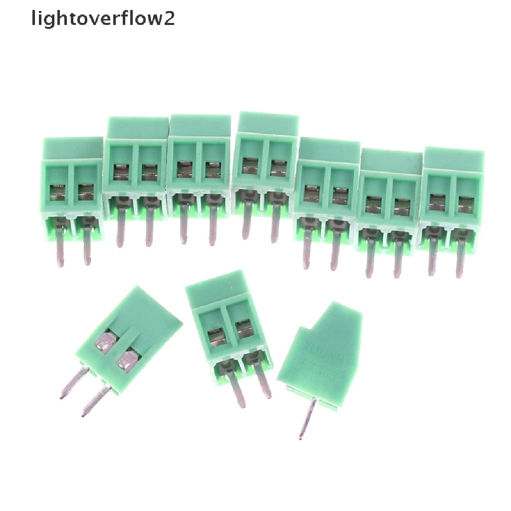 (lightoverflow2) 10pcs Blok Terminal Sekrup PCB Universal 2 Tiang KF128 2.54mm