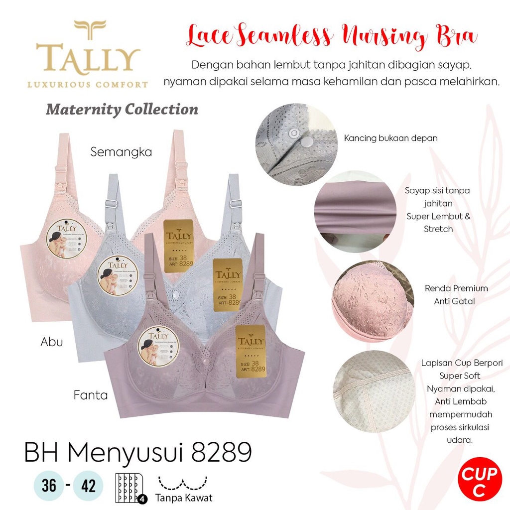 [NEW PRODUCT] TALLY (1pcs) Bra Menyusui Maternity Bra 2118 / Bahan Seamless Lembut Bra Travelling