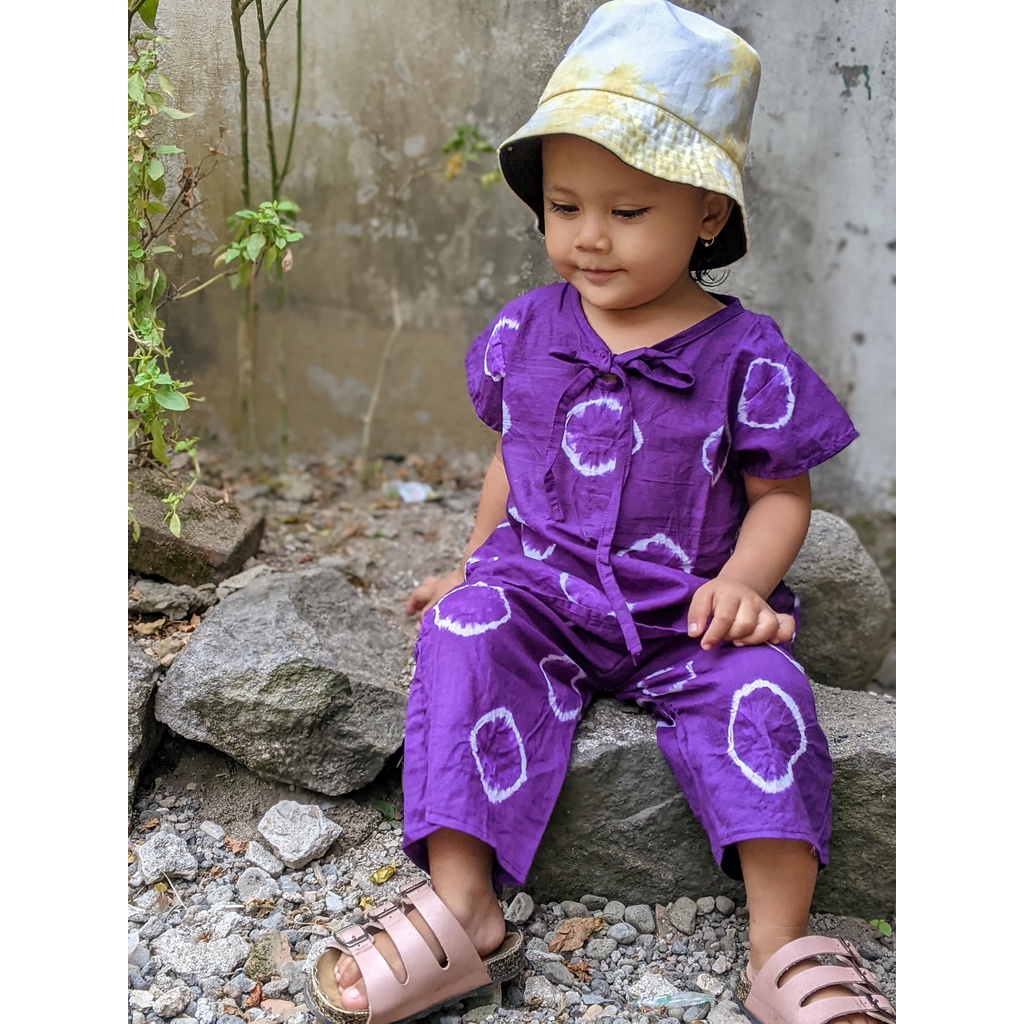 Setelan Piyama Anak Jumputan Tie Dye Perempuan 2th 3th 6th 7th One Set Pajamas Anak Baju Tidur Baby Doll