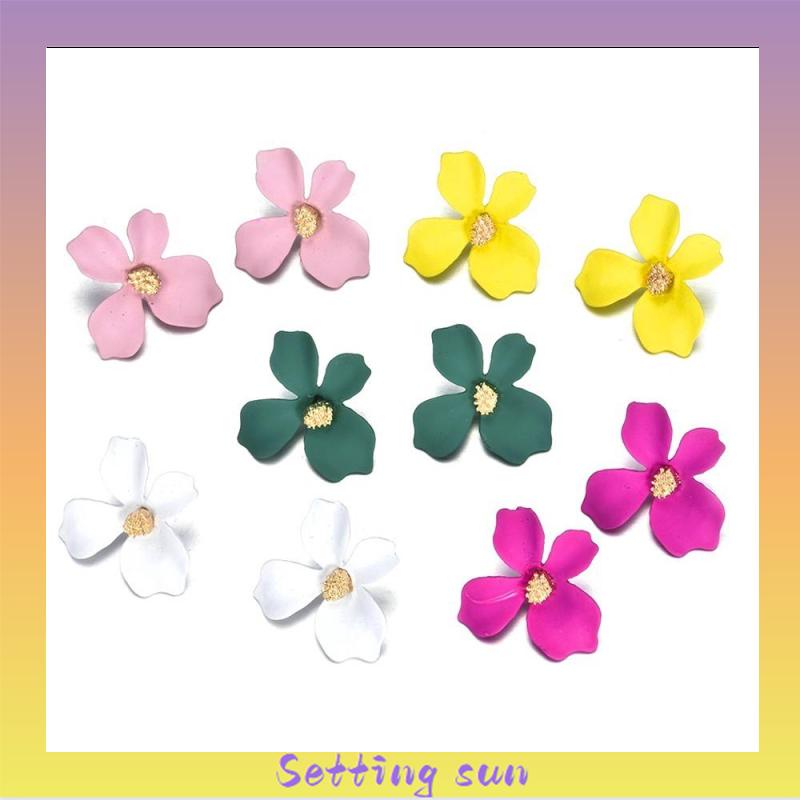 COD✨Anting Bunga Permen Warna Manis / Statement Earrings Candy Color Flower Sweet Ear Studs TN