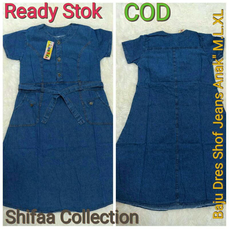 Baju Dress Jeans Anak / Dress Jeans Anak Perempuan / Baju Dress Jeans Polos size M,L,XL