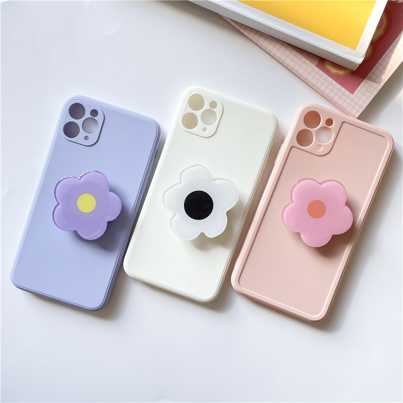 Colorful Ins Hyuna Flower Epoxy Phone Holder Cute Flower Airbag Telescopic Phone Bracket Desktop Lazy Phone Stand