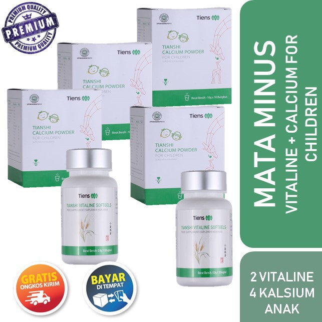 Tiens Paket Obat Herbal Mata Minus 2 Vitaline + 4 Calcium Anak 40 Hari / Paket Best Seller