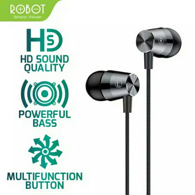 NEW EARPHONE ROBOT RE101S 1.2m Subwoofer Bass Metal / Handsfree