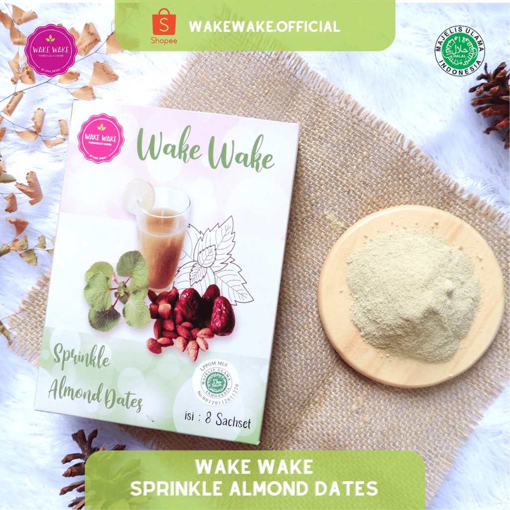 ASI Booster Torbangun - Wake Wake Sprinkle Almond Dates  -  (serbuk Daun Bangun Bangun, Almond, Kurma) - 8 Sachet
