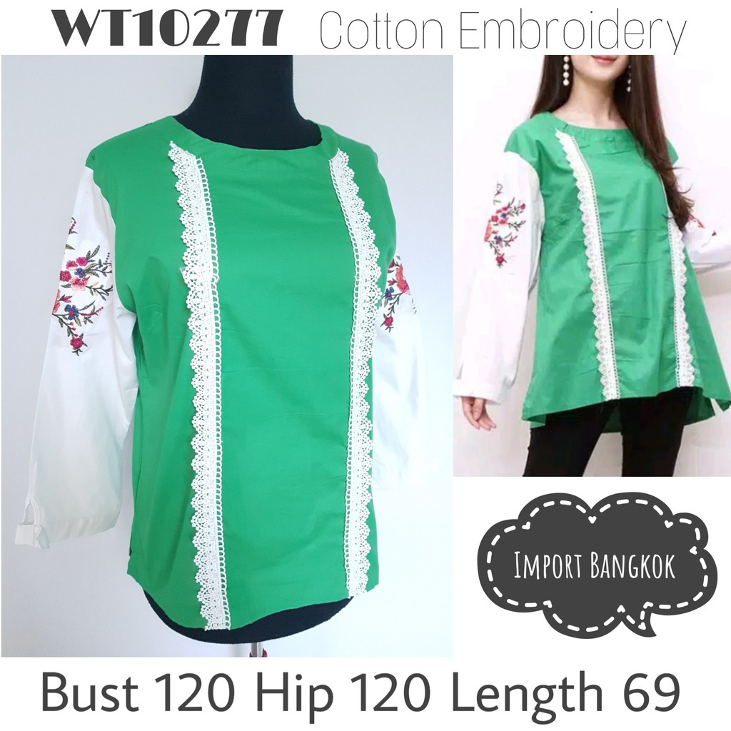 Atasan blus katun bigsize import bangkok bordir