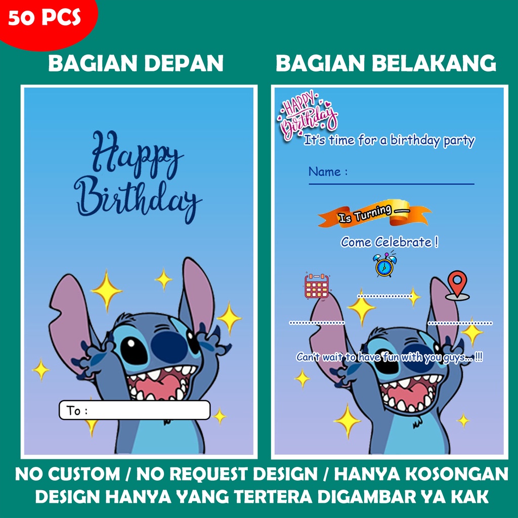 Undangan ulang tahun Design 18 No custom  / undangan ultah / undangan cetak / cetak undangan kartu u