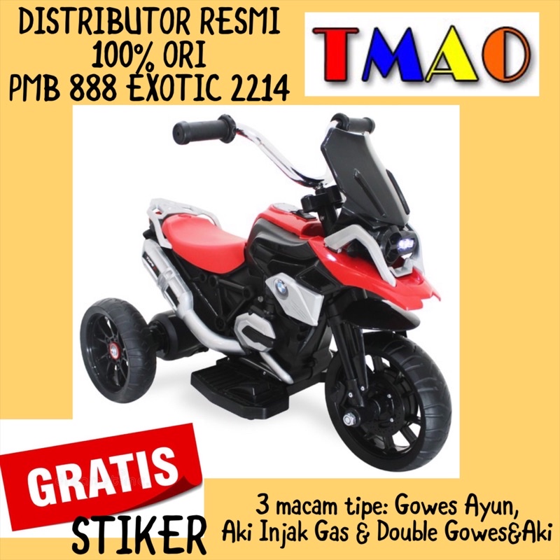 Sepeda Motor Aki Anak PMB MOTOR TYPE 888-A (GOWES) 888 (AKI Baterai) Mainan Anak Tricycle M888 Murah