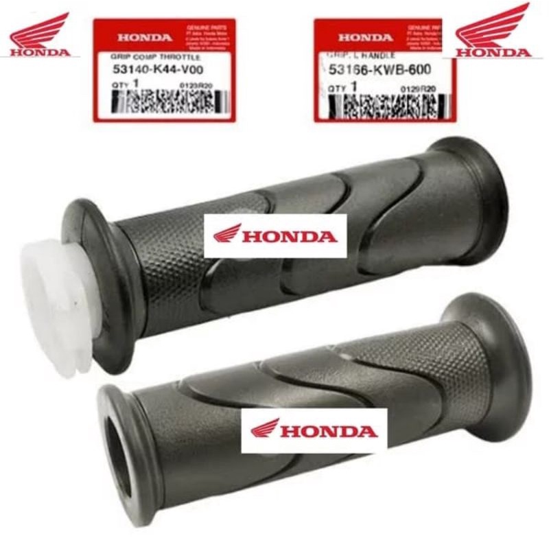 Hand grip 1set sesuai gambar grip stang karet stang plus selongsong gas kanan kiri beat fi esp, beat ecobeat street 2015-2019 asli honda