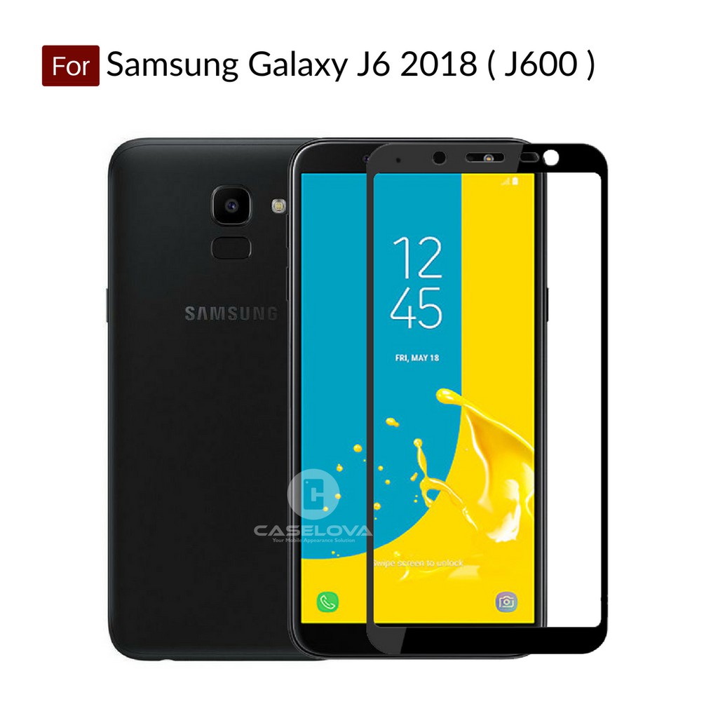 Full Cover Tempered Glass Warna Untuk Samsung Galaxy J6 2018 ( J600