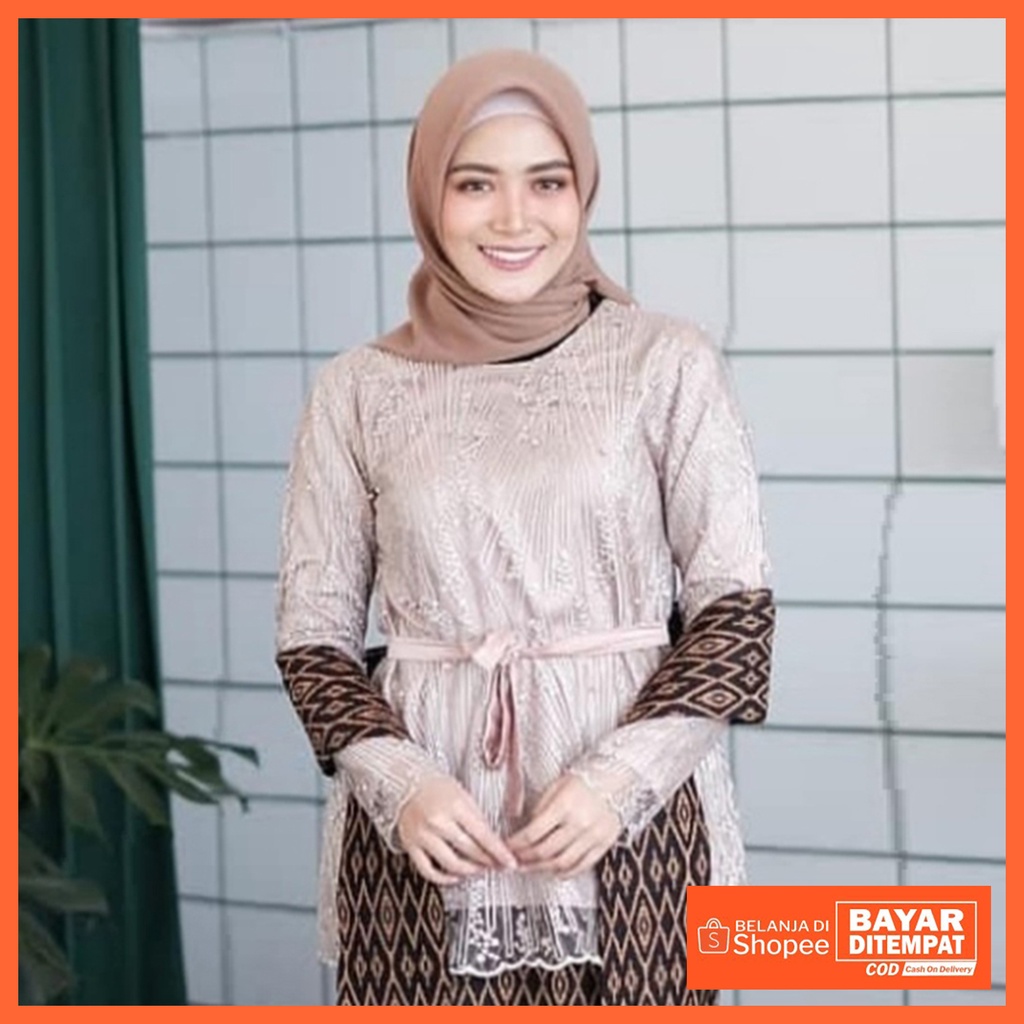 Kebaya Brukat Kebaya Kurung Brukat Kebaya Tunik Brukat Kebaya Modern Kebaya Wisuda Termurah Atasan Kebaya Murah-Mika Brown