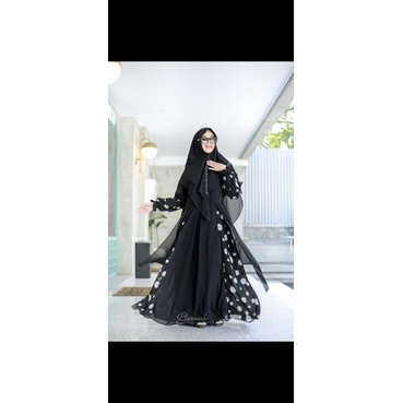 GAMIS MARWAH SYARI MELATI ORI BERMERKS HITAM