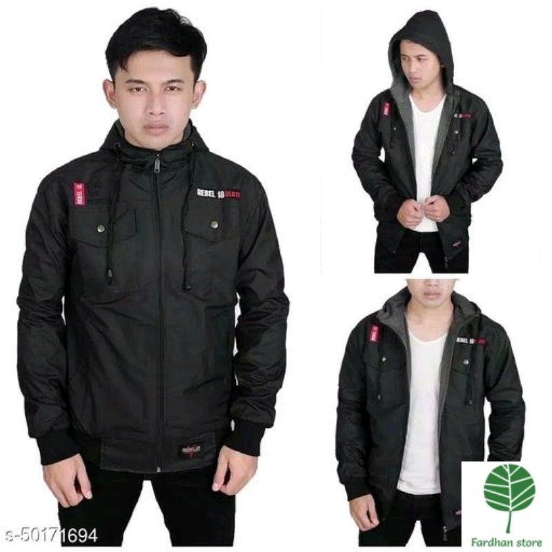 JAKET SEMI PARKA TASLAN WATERPROOF ORIGINAL REBEL ID RY-BLACK