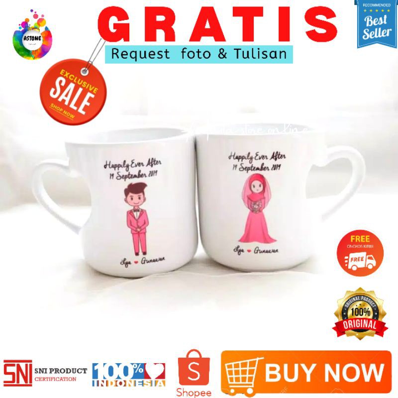 ASTONE KADO Souvenir pernikahan GELAS CANGKIR KADO HADIAH / Ulang tahun / Mug / Wisuda  / Bayi /Mug 