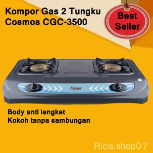 Termurah Kompor Gas 2 Tungku Cosmos CGC-3500 / CGC3500 / CGC 3500 + BUBBLEWRAP