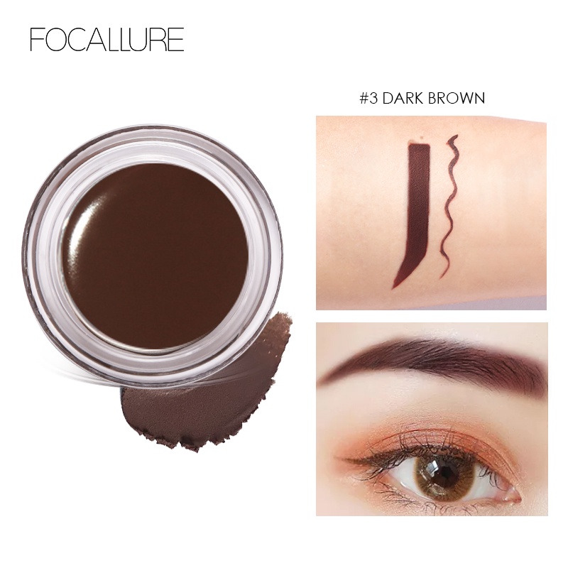 FOCALLURE Sweatproof Eyebrow Cream Eyebrow Gel With Eyeliner Pensil Long-lasting Eyebrows Makeup Tahan Keringat Krim Alis Alis Gel Dengan Eyeliner Pensil Tahan Lama Alis fa23