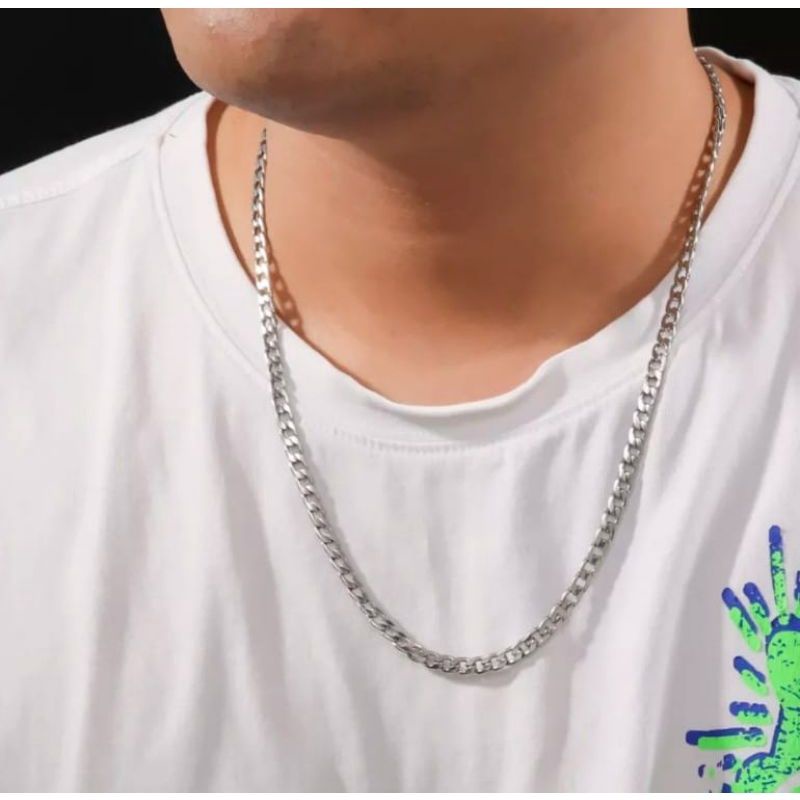 KALUNG TITANIUM STAINLESS PRIA RANTAI BAJA